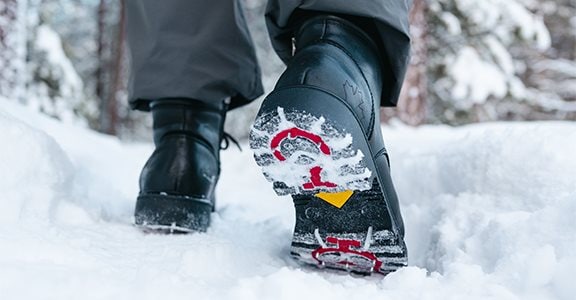 Winter boots with built fashion in ice cleats